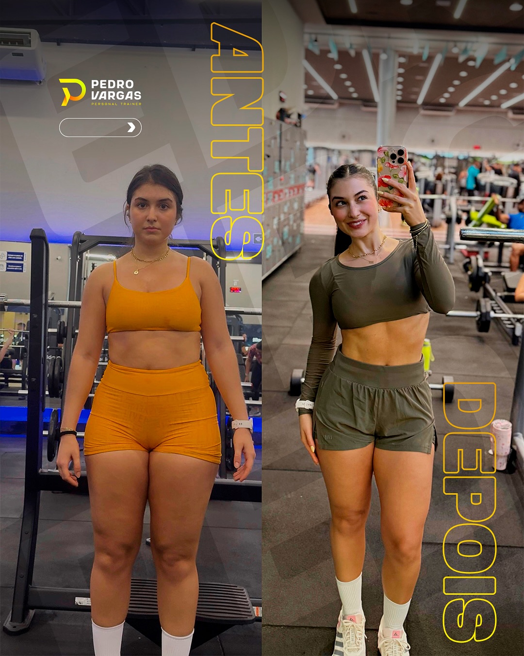 Transformação de aluno — antes e depois
