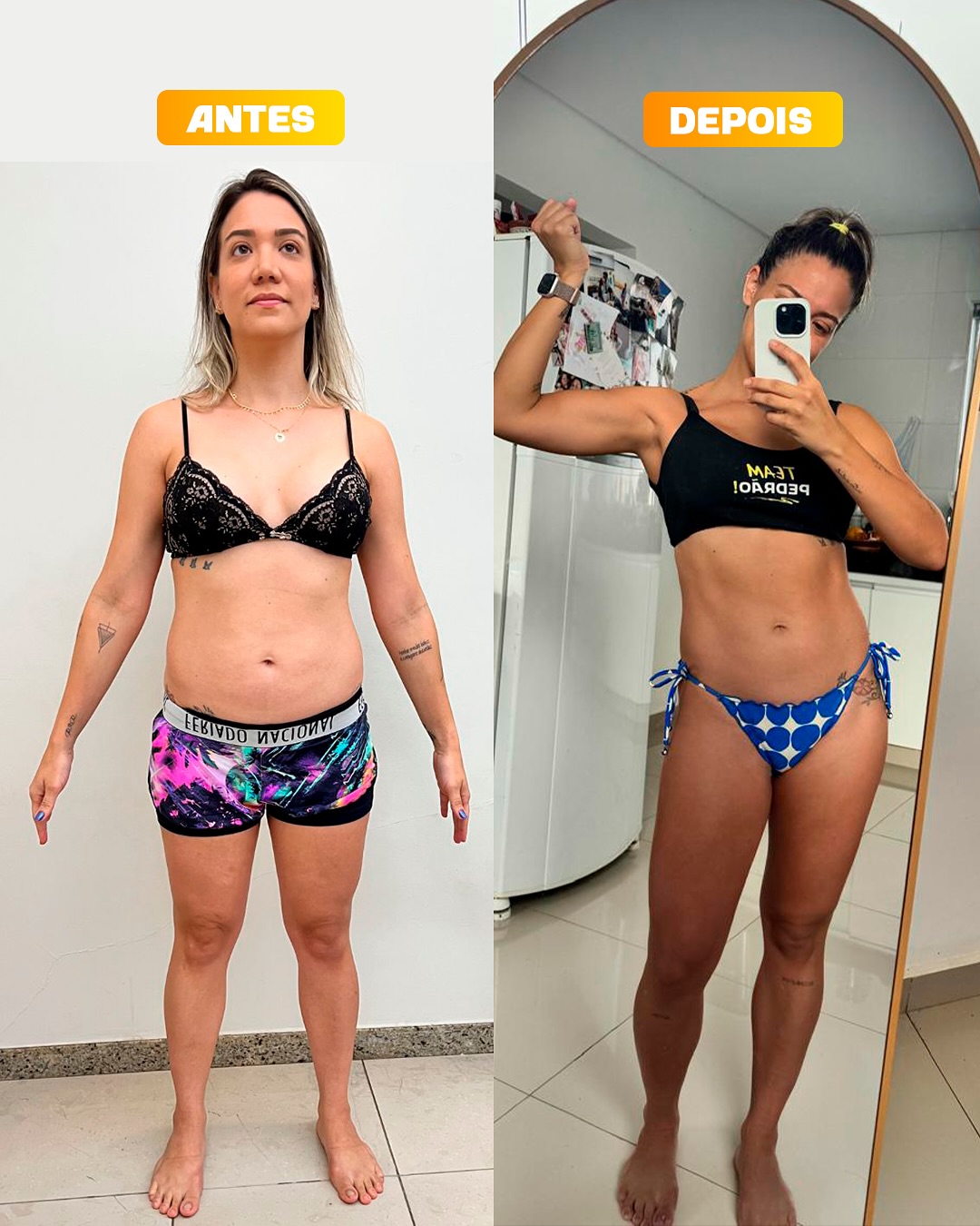 Transformação de aluno — antes e depois