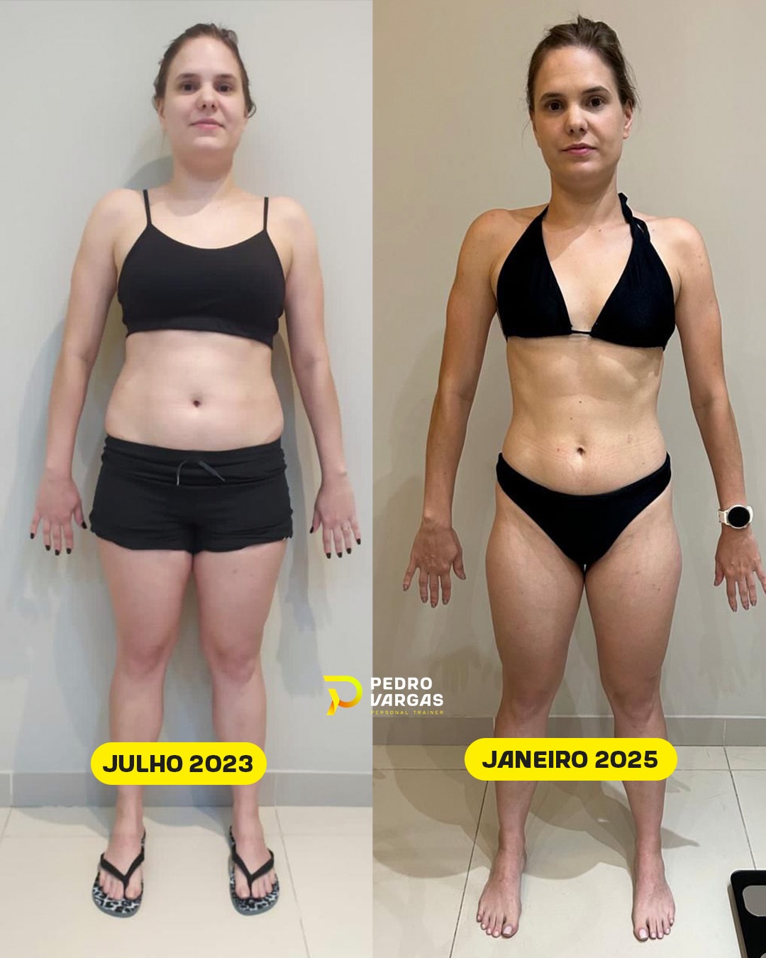 Transformação de aluno — antes e depois