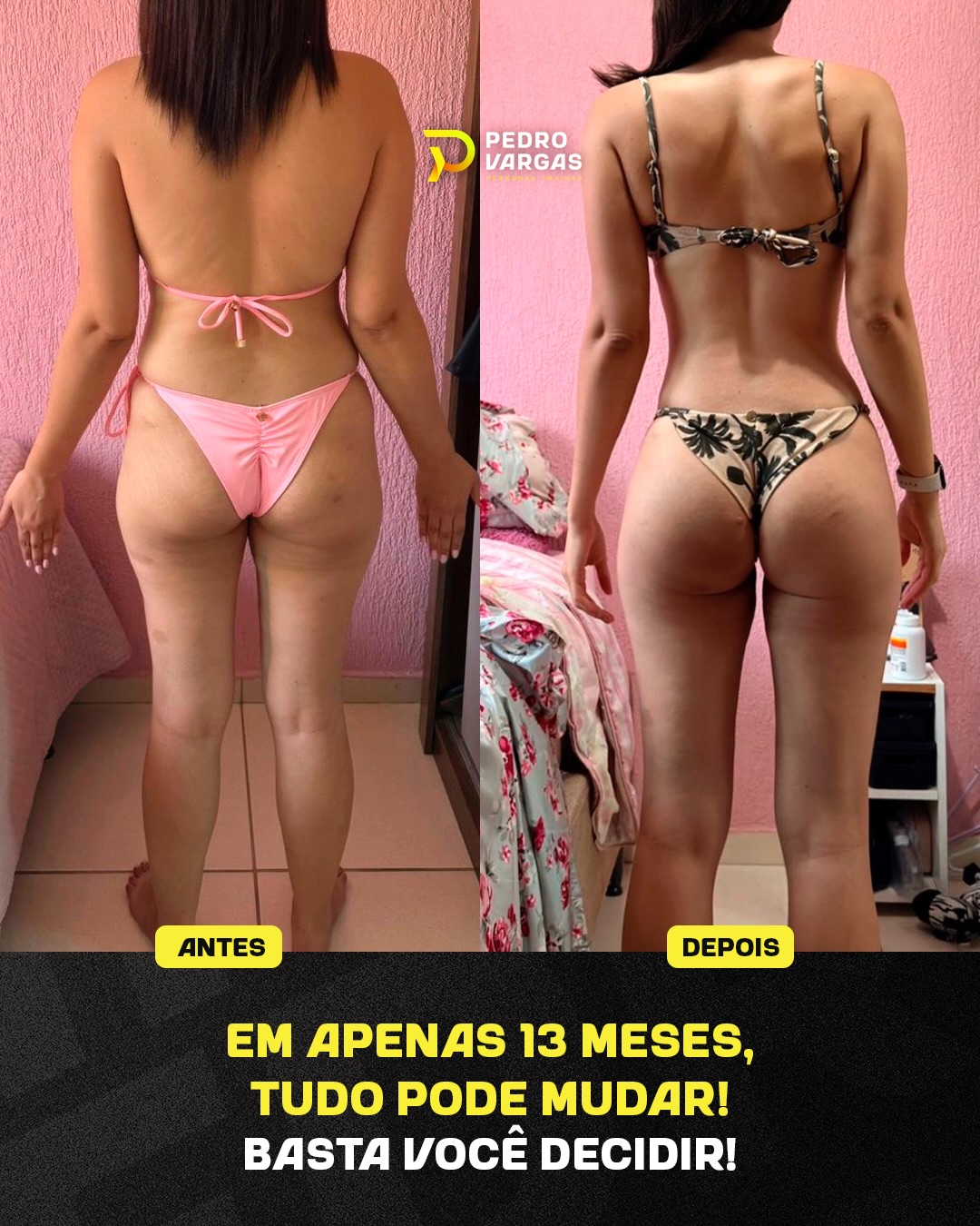 Transformação de aluno — antes e depois